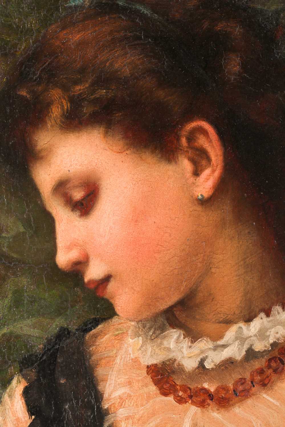 Angelo Ramognoli, (1850-1896), Portrait of a young girl, signed upper left, oil on panel, 28 cm x - Image 2 of 3