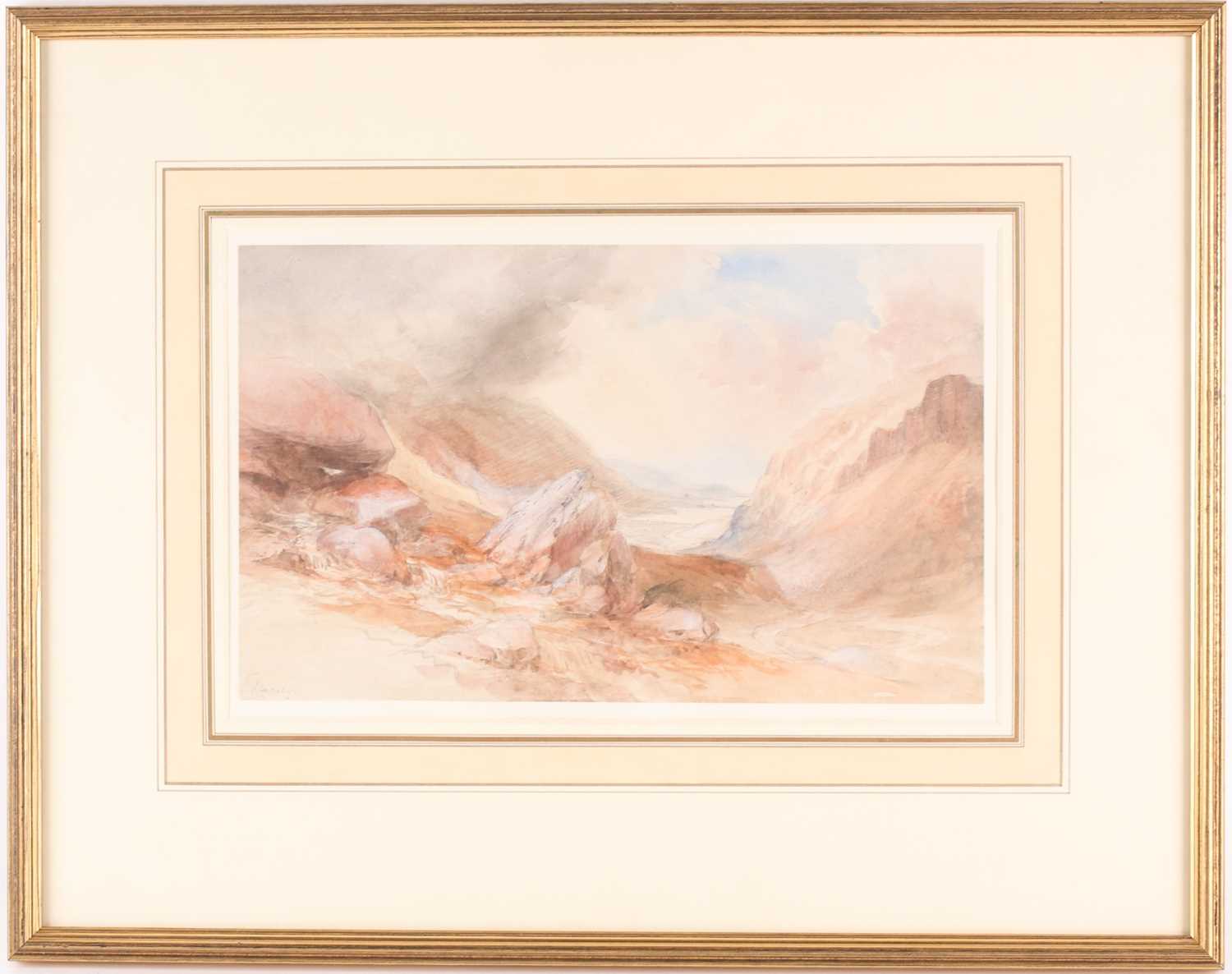Thomas Lindsay (1793-1861) British, a coastal view from mountains, watercolour, signed to lower left