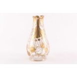 A possibly St. Louis (unmarked) cut and gilt clear glass baluster vase with petaled rim. 31 cm
