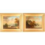 Jan Van Os (1744-1808) Dutch, pastoral scenes, signed J Van Os Fecit, oil on panel, a pair, 35 cm