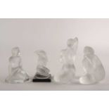 A group of four Lalique colourless frosted glass nude female studies. To include "Florian" "