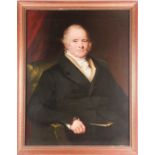 19th century British school, a half-length portrait of a seated gentleman, unsigned oil on canvas,