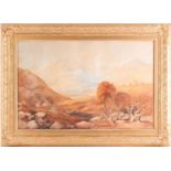 19th century Scottish school, a mountainous landscape, depicting the remains of a fort in the