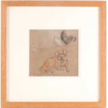 Horace Mann Livens RBA (1862-1936), Study with Dog and Hens, pastel and charcole, 16cm x