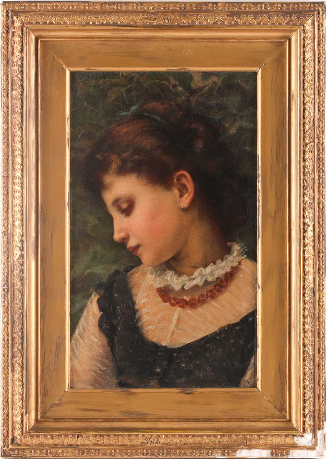 Angelo Ramognoli, (1850-1896), Portrait of a young girl, signed upper left, oil on panel, 28 cm x