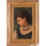 Angelo Ramognoli, (1850-1896), Portrait of a young girl, signed upper left, oil on panel, 28 cm x