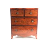 A small George III style satinwood strung mahogany caddy topped chest of drawers. With two short