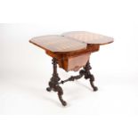A Victorian marquetry and parquetry inlaid and figured walnut rectangular gaming/ work table