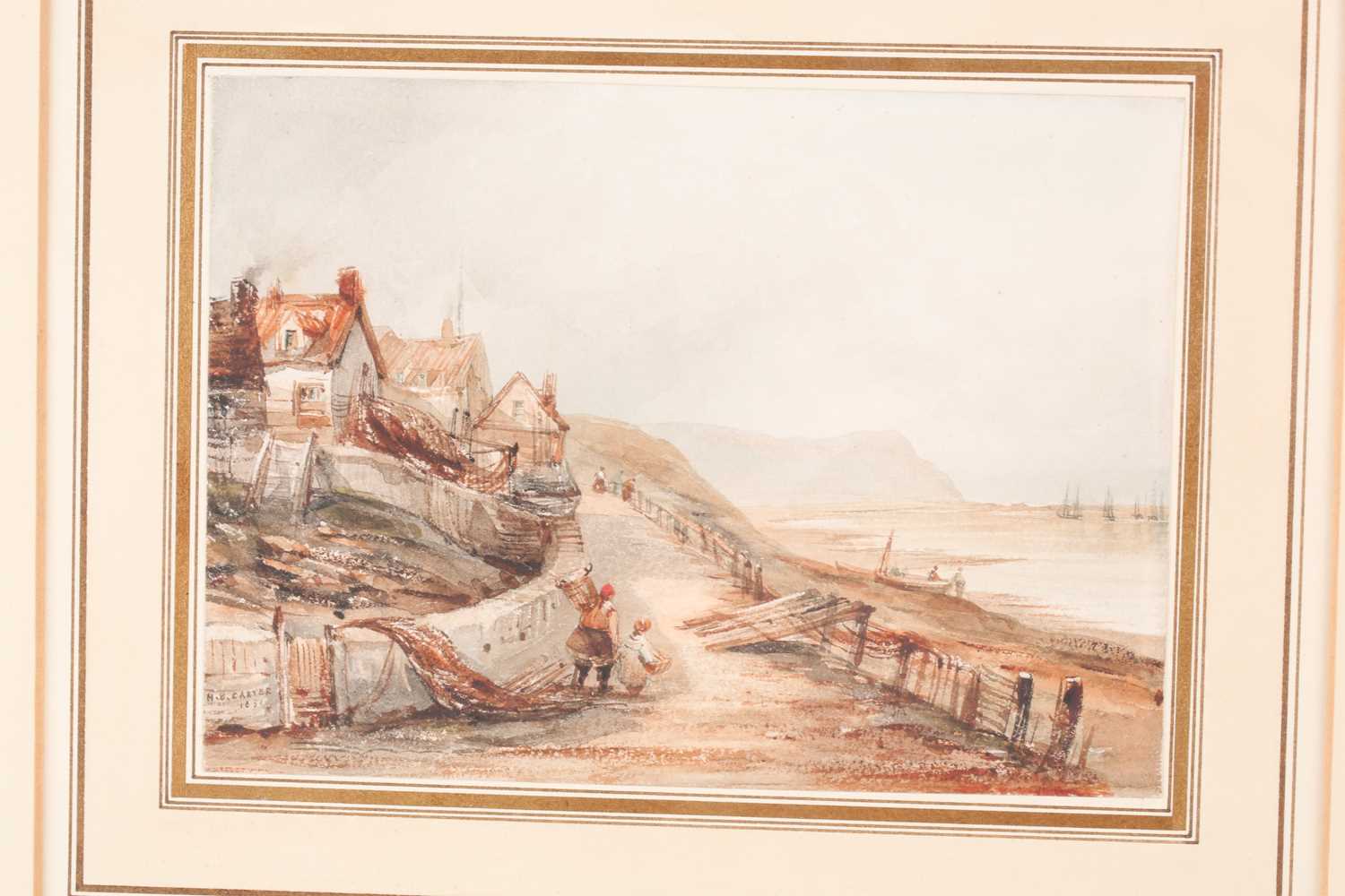 Henry Barlow Carter (1803-1867), 'Robin Hood's Bay', watercolour, signed and dated 1851, 12.5 cm x - Image 4 of 4