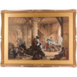 Louis Haghe HPRI (1806-1885) Belgian, 'The Suspects', a large pen & watercolour, 58 cm x 81 cm,