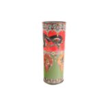 A late Victorian Japanese cloisonne stick stand, of cylindrical form, decorated with a collar of