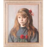 David Abraham Bueno de Mesquita (1889 - 1962), portrait of a young girl with flowers, signed,