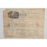 Historical American Interest. An early 19th-century velum land grant indenture signed by James