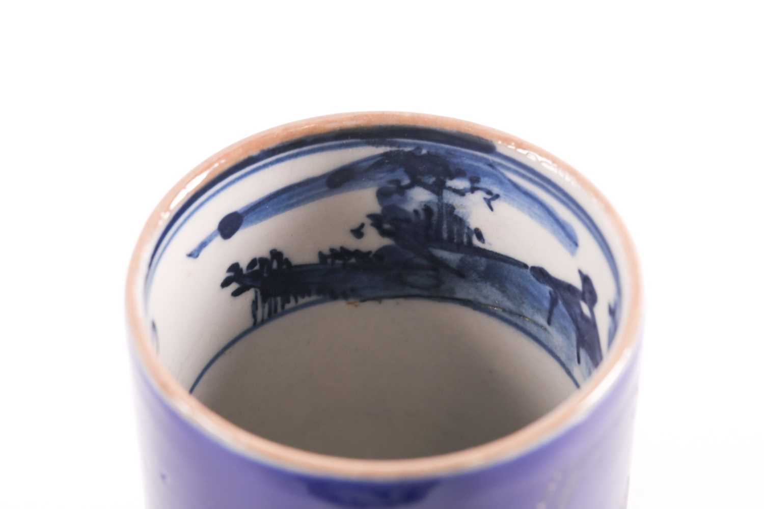 A Chinese blue & white saucer, Kangxi, early 18th century, painted with a boy holding aloft a - Image 2 of 16