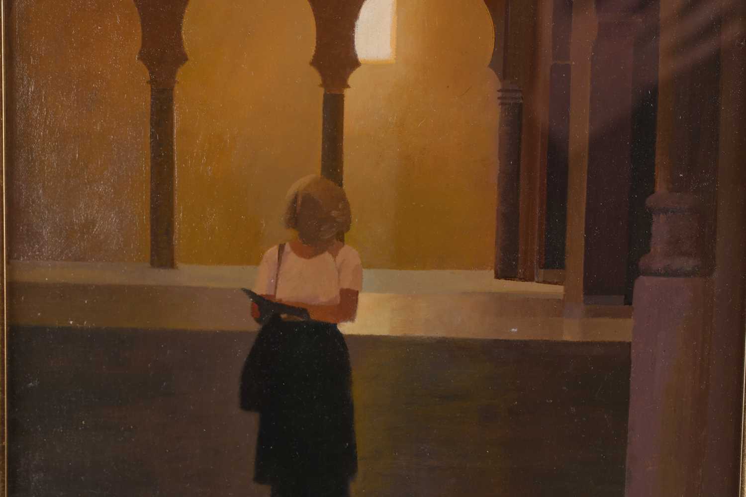 Peter Kelly NEAC RBA (1931-2019), The English Girl in Mesquita, oil on canvas board, signed with - Image 4 of 4