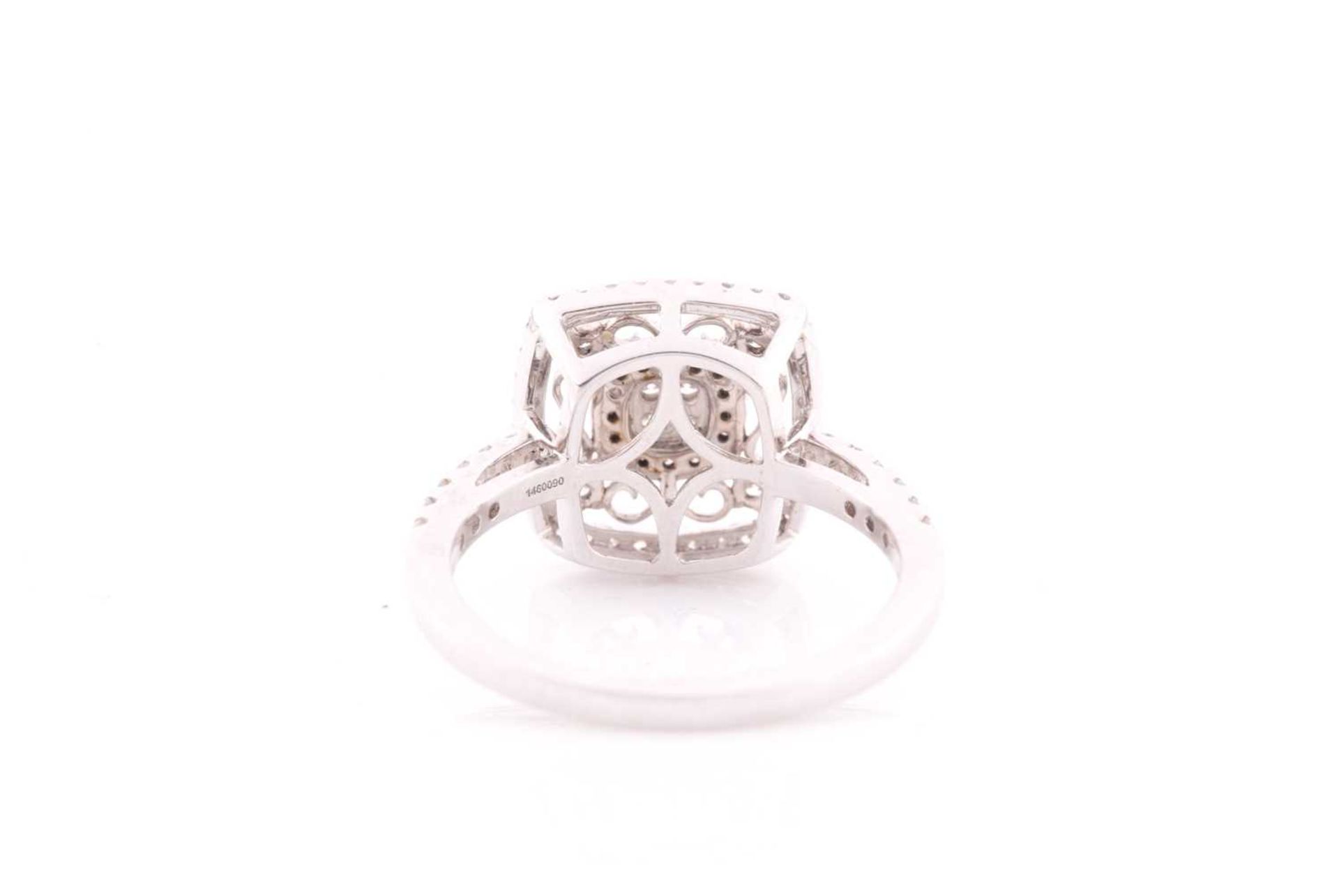 An 18ct white gold and diamond ring, the openwork mount with filigree style decoration, inset with - Image 2 of 4