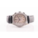 Un-named Swiss, a gentleman’s stainless steel round chronograph wrist watch, circa 1950, the scuffed