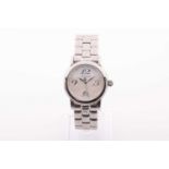 A Mont Blanc Meisterstuck stainless steel ladies wristwatch, the silvered dial with large