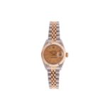 A 1990 ladies Rolex DateJust Rolesor ref. 69173 automatic wristwatch the gilt dial with baton