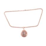 An early 20th century rose gold oval belcher link necklace on a barrel clasp, applied disc ‘9c’,