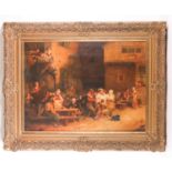 Manner of David Teniers, a large 19th-century oil depicting a courtyard tavern scene, unsigned and