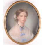 19th century school, a pastel portrait of a lady, unsigned, 59 cm x 49 cm glazed in a gilt frame.