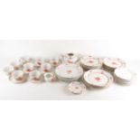 A Herend porcelain part tea / dinner service, comprising dinner plates, side plates, cups, saucers