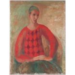 William Drew (1928-1984) Australian, a portrait of a seated figure, unframed oil on board, signed