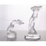 A Lalique frosted glass "Chrysis" figure of reclining female nude bearing an Angeletto Roma label to