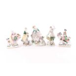 A group of Continental porcelain figures, 20th century, to include Count Bruhl and his wife, a