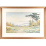 Arthur Suker (1857-1940), a large coastal landscape, watercolour, signed to lower left corner, 53.