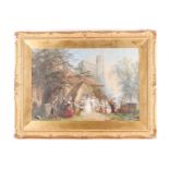 John Edmund Buckley (1824-1876), a 17th century wedding party emerging from church on a summer's