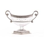 A 19th-century continental (possibly Austro-Hungarian) silver-mounted crystal centerpiece, of boat