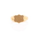 A yellow metal signet ring, unmarked, size I 1/2.Condition report: 2.8g