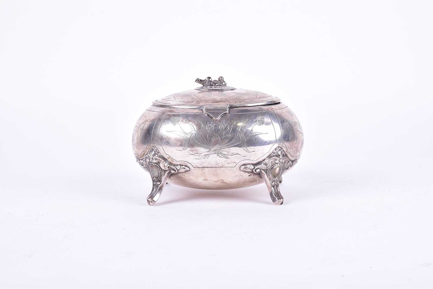 A late 19th century Russian (84) silver ovoid sucrier. With hinged cover and engraved floral - Image 7 of 9