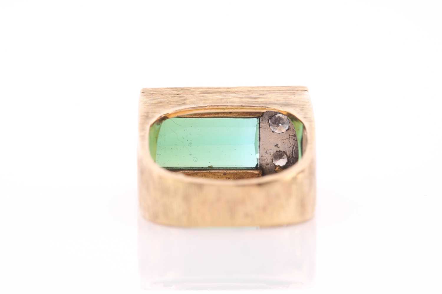 Andrew Grima. An 18ct yellow gold, tourmaline, and diamond ring, the rectangular mount set with a - Image 5 of 9