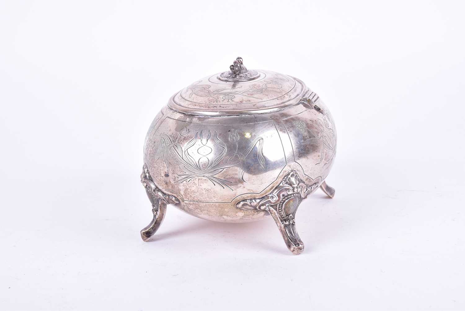 A late 19th century Russian (84) silver ovoid sucrier. With hinged cover and engraved floral - Image 9 of 9