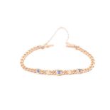 A 15ct yellow gold, diamond, and sapphire curb-link bracelet, set with round-cut stones, the clasp
