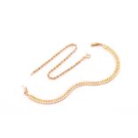 A 14ct yellow gold Italian flat-link chain bracelet, 18 cm long, together with an 18ct yellow gold