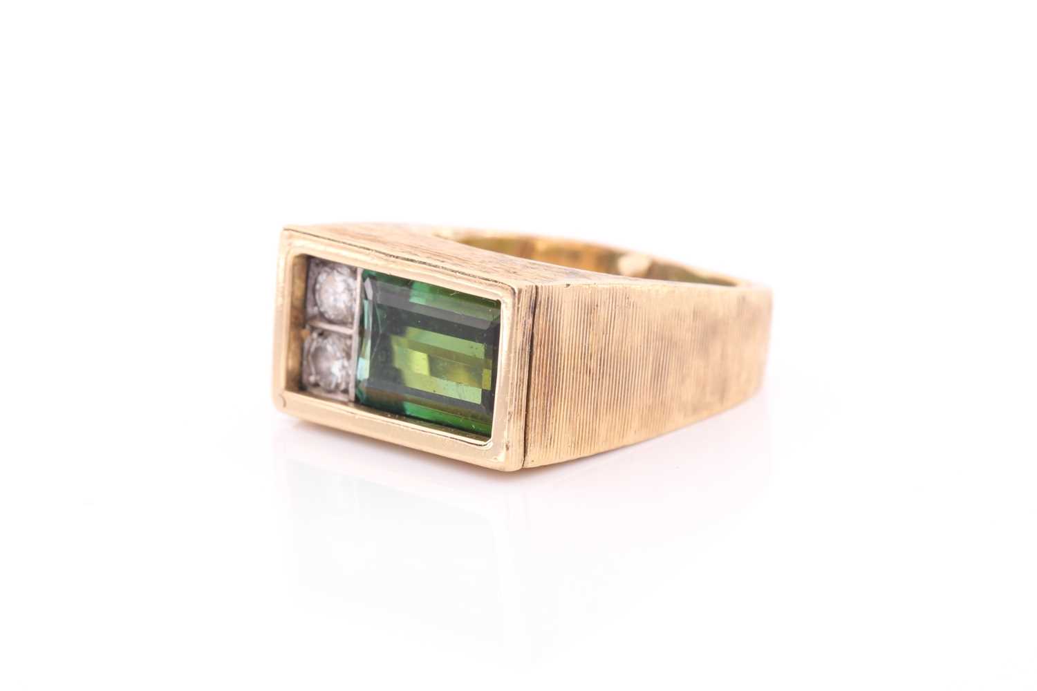 Andrew Grima. An 18ct yellow gold, tourmaline, and diamond ring, the rectangular mount set with a - Image 2 of 9