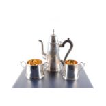 A George I style three-piece silver coffee set, Birmingham 1994 by K M Silver, of tapering