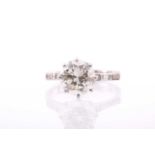 A solitaire diamond ring, the round brilliant-cut diamond measuring approximately 3.20 carats,