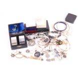 A quantity of silver and costume jewellery items, to include various pendants, beaded necklaces,