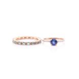 A 9ct yellow gold and kyanite ring, set with a mixed round-cut stone measuring approximately 6mm,