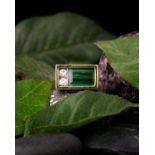 Andrew Grima. An 18ct yellow gold, tourmaline, and diamond ring, the rectangular mount set with a
