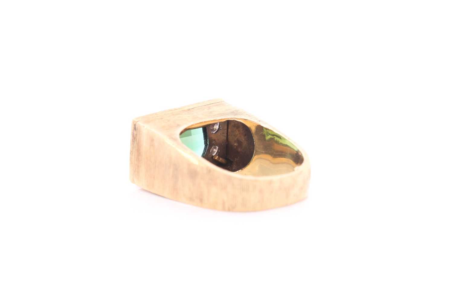 Andrew Grima. An 18ct yellow gold, tourmaline, and diamond ring, the rectangular mount set with a - Image 7 of 9