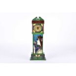 A Foley Intarsio ceramic model of a longcase clock, designed by Frederick Rhead, colour-decorated