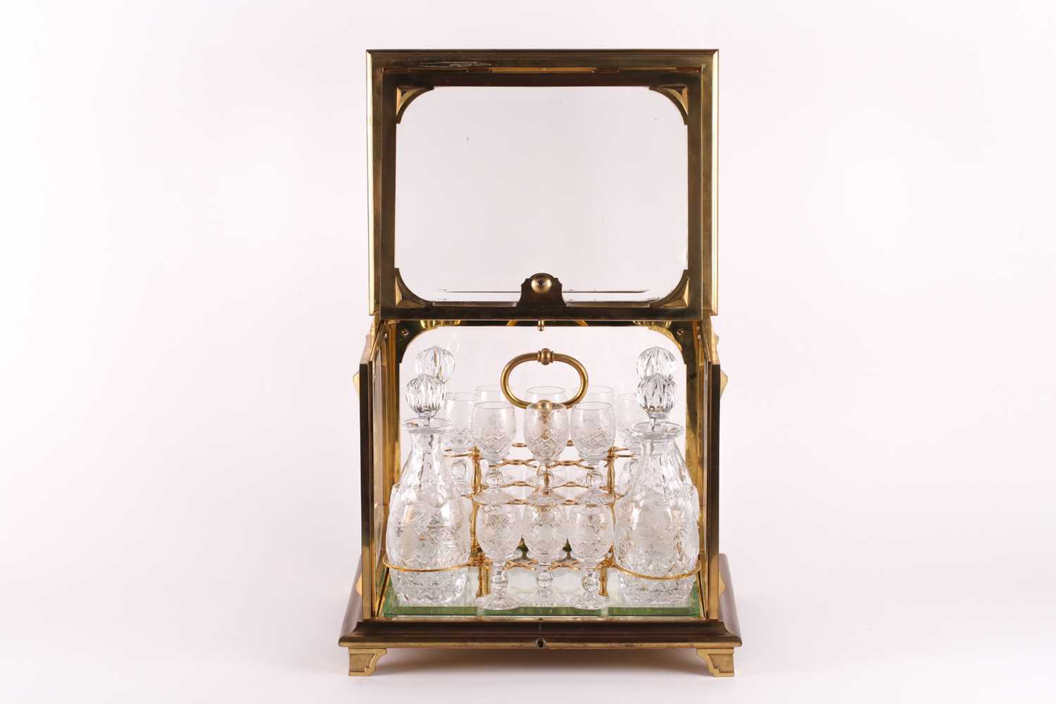 Baccarat: a French late 19th / early 20th century ormolu and crystal tantalus, with lift a folding - Image 4 of 16