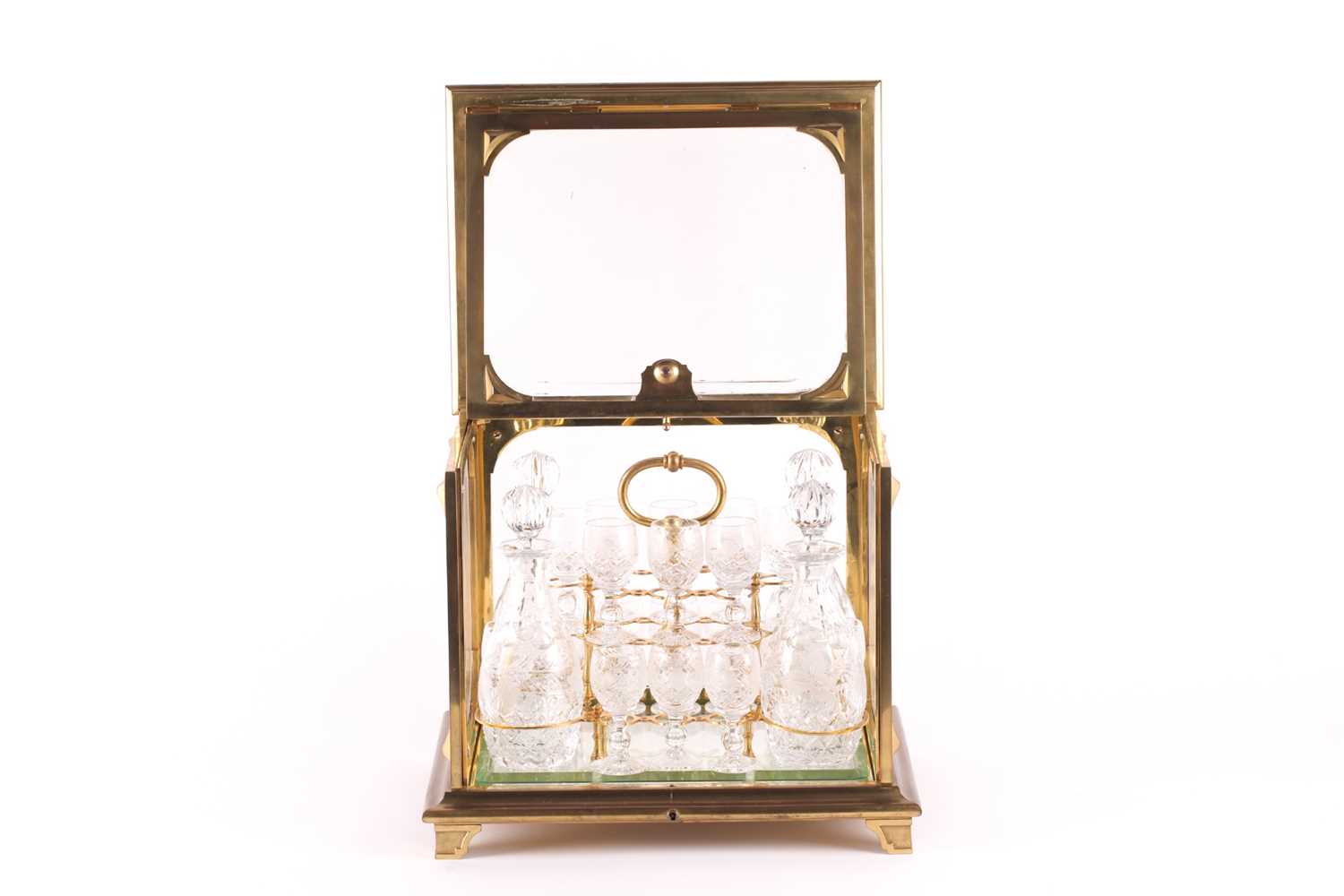 Baccarat: a French late 19th / early 20th century ormolu and crystal tantalus, with lift a folding - Image 9 of 16