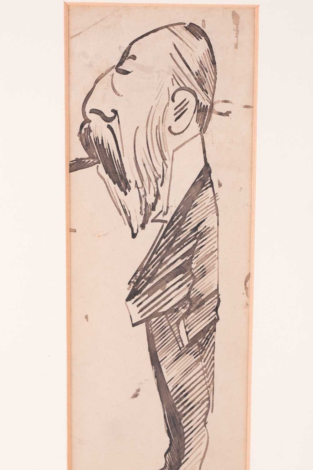 Max Beerbohm (1872-1956), 'Bearded Gentleman in Evening Dress', c.1890, pen and ink sketch on paper, - Image 3 of 4